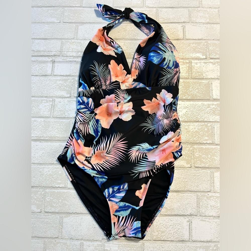 DKNY Tropical Floral Woman’s One Piece Vacation Resort Size XL